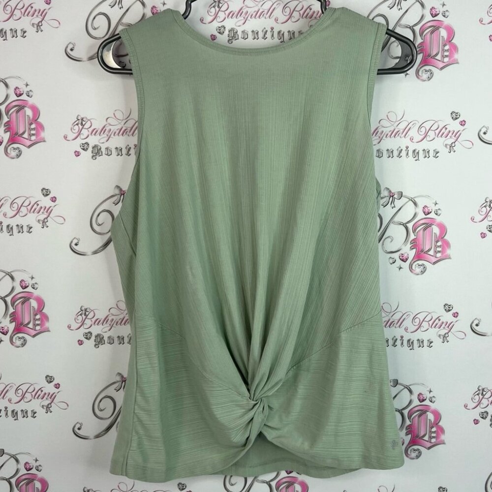 Shambhala tank top tie up bottom Stylish Sage Green Twist Back Tank Top